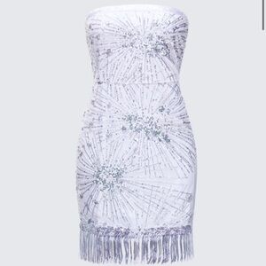 Finesse White Sequin Mini Dress